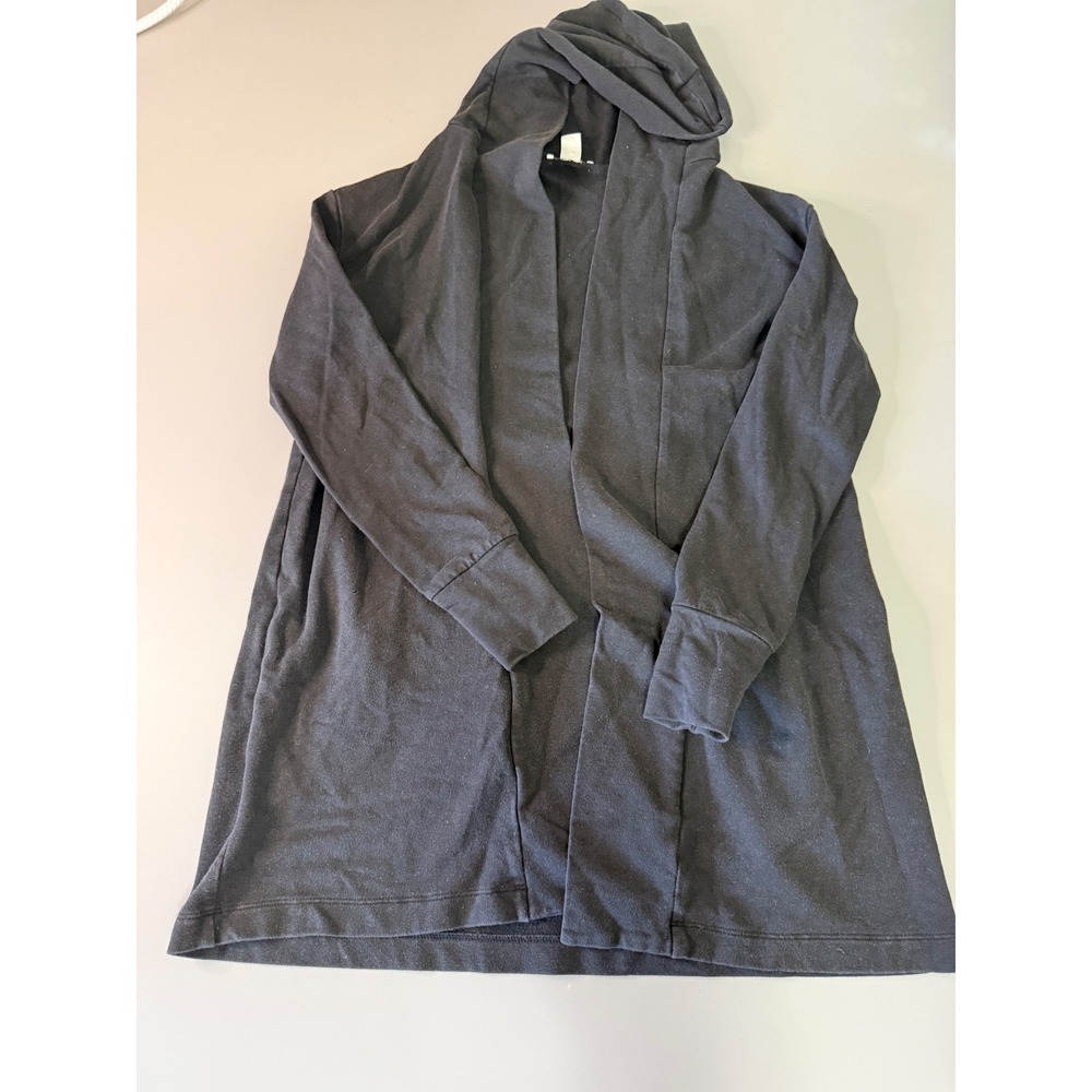 Daily Ritual Womens XS Black Open Front Hooded Cardigan Long Sleeve Wrap Hoody